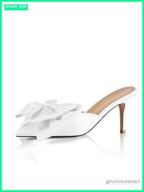 Women's Satin Closed Pointed Toe Oversized Bow Stiletto High Heel Sandals